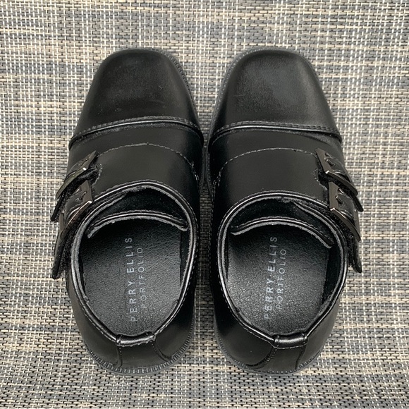 Perry Ellis Portfolio Black Dress Shoes Double Monk Strap Infant Boys size 5 - Picture 11 of 13